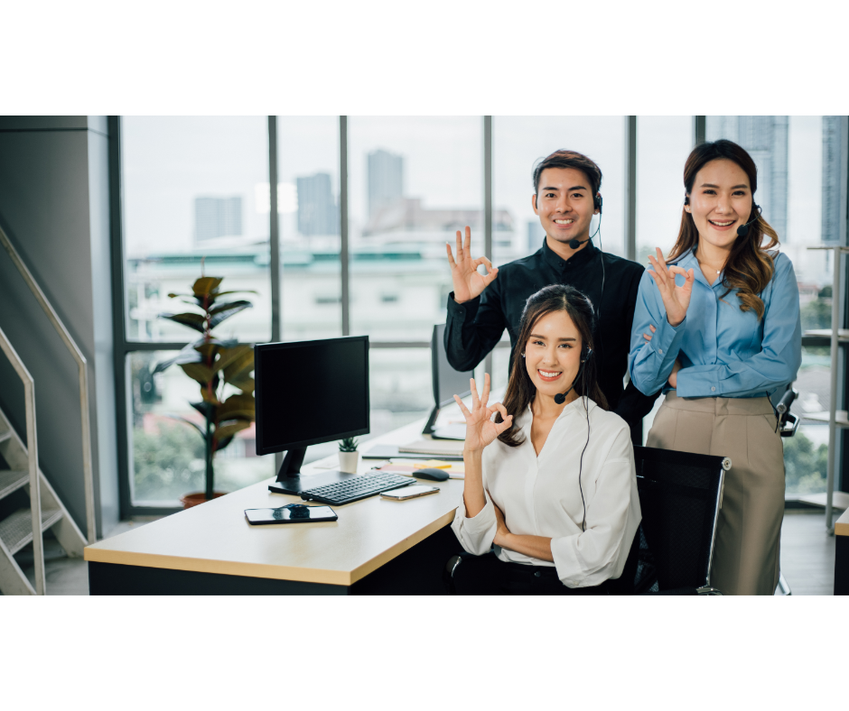 Virtual Assistants in Manila Call Center giving OK hand sign